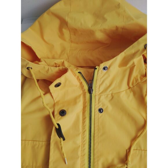 Vessos Womens Yellow Hooded Packable Zip Up Rain Coat Snap Button Pockets Med - Picture 4 of 14
